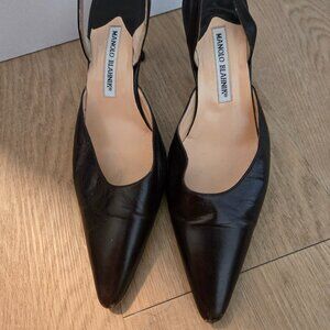 Manolo Blahnik Carolyne slingbacks 39.5 Dark Brown